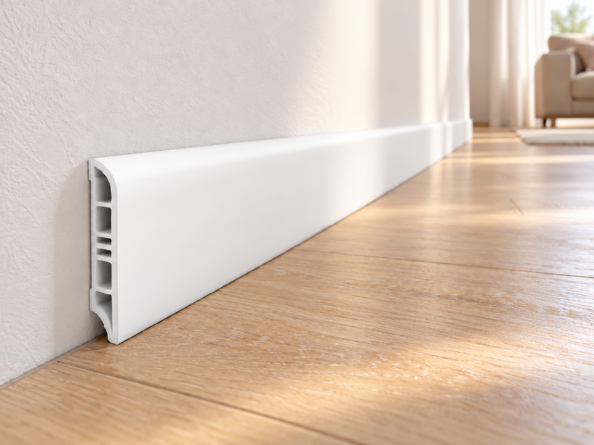 Sockelleiste MDF Weiß – Berliner Profil – 18 × 60 × 1000 mm — Bild 1